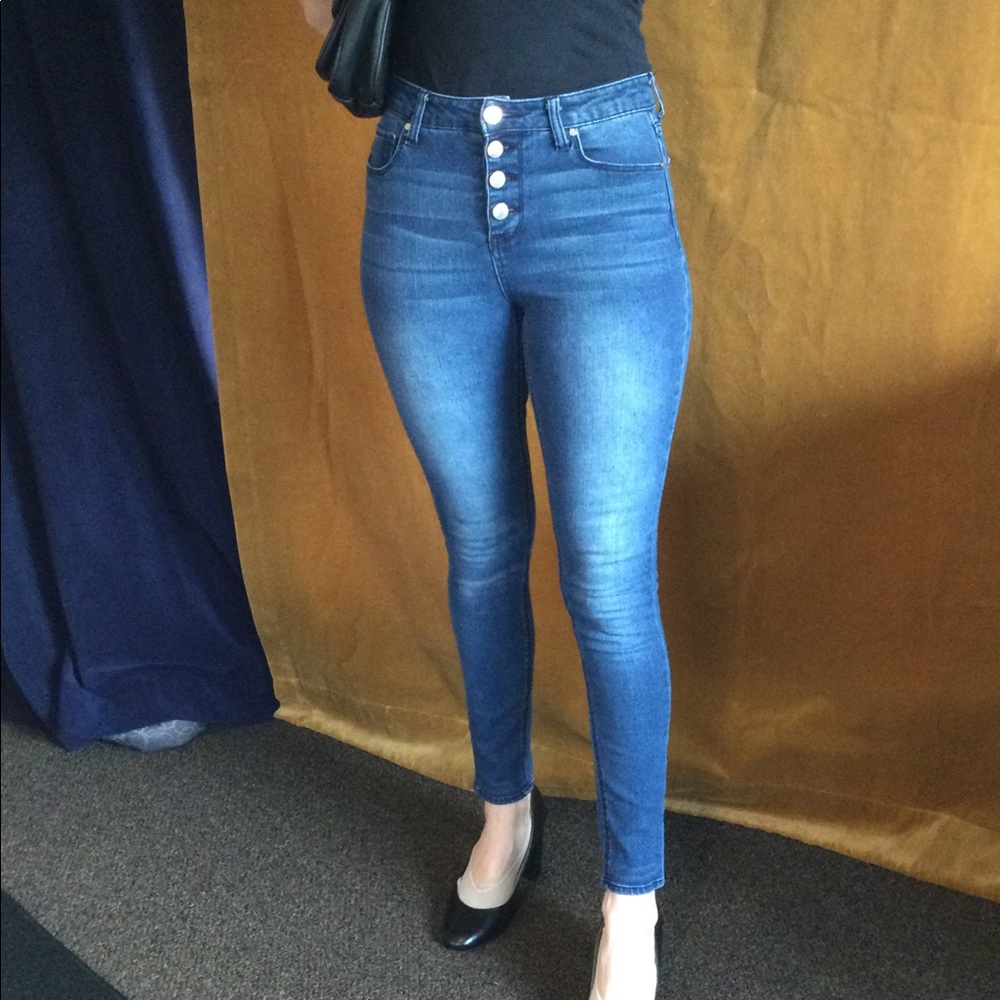 HARPER Button Fly Hi Waist Stretch Skinny Jeans 26